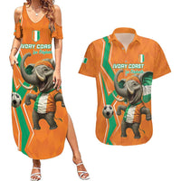 Custom Ivory Coast Football Couples Matching Summer Maxi Dress and Hawaiian Shirt Go Les Elephants