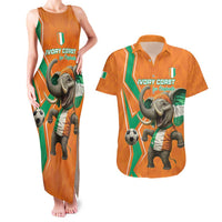 Custom Ivory Coast Football Couples Matching Tank Maxi Dress and Hawaiian Shirt Go Les Elephants
