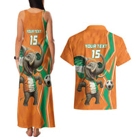Custom Ivory Coast Football Couples Matching Tank Maxi Dress and Hawaiian Shirt Go Les Elephants