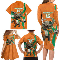 Custom Ivory Coast Football Family Matching Long Sleeve Bodycon Dress and Hawaiian Shirt Go Les Elephants