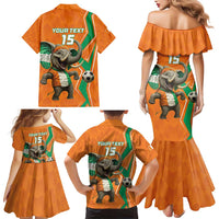 Custom Ivory Coast Football Family Matching Mermaid Dress and Hawaiian Shirt Go Les Elephants