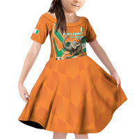 Custom Ivory Coast Football Family Matching Off Shoulder Short Dress and Hawaiian Shirt Go Les Elephants