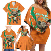 Custom Ivory Coast Football Family Matching Off Shoulder Short Dress and Hawaiian Shirt Go Les Elephants