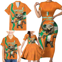 Custom Ivory Coast Football Family Matching Short Sleeve Bodycon Dress and Hawaiian Shirt Go Les Elephants