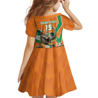 Custom Ivory Coast Football Kid Short Sleeve Dress Go Les Elephants