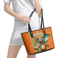 Custom Ivory Coast Football Leather Tote Bag Go Les Elephants