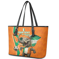 Custom Ivory Coast Football Leather Tote Bag Go Les Elephants