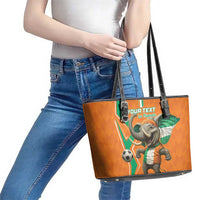 Custom Ivory Coast Football Leather Tote Bag Go Les Elephants