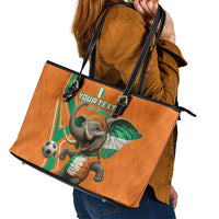 Custom Ivory Coast Football Leather Tote Bag Go Les Elephants