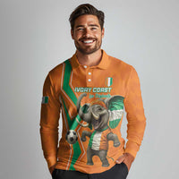 Custom Ivory Coast Football Long Sleeve Polo Shirt Go Les Elephants - Wonder Print Shop