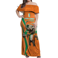 Custom Ivory Coast Football Off Shoulder Maxi Dress Go Les Elephants - Wonder Print Shop
