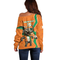 Custom Ivory Coast Football Off Shoulder Sweater Go Les Elephants - Wonder Print Shop