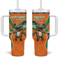 Custom Ivory Coast Football Tumbler With Handle Go Les Elephants - Wonder Print Shop