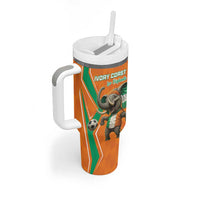 Custom Ivory Coast Football Tumbler With Handle Go Les Elephants - Wonder Print Shop
