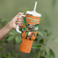 Custom Ivory Coast Football Tumbler With Handle Go Les Elephants - Wonder Print Shop