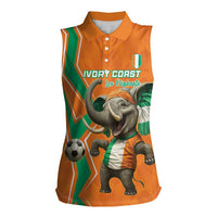 Custom Ivory Coast Football Women Sleeveless Polo Shirt Go Les Elephants - Wonder Print Shop