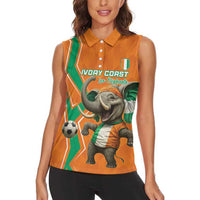 Custom Ivory Coast Football Women Sleeveless Polo Shirt Go Les Elephants - Wonder Print Shop