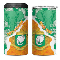 Personalised Ivory Coast 4 in 1 Can Cooler Tumbler Elephant With Coat Of Arms