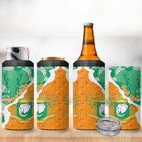Personalised Ivory Coast 4 in 1 Can Cooler Tumbler Elephant With Coat Of Arms
