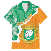 Personalised Ivory Coast Family Matching Off Shoulder Short Dress and Hawaiian Shirt Elephant With Coat Of Arms