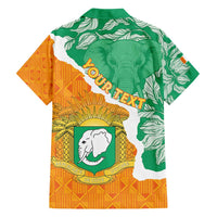 Personalised Ivory Coast Family Matching Off Shoulder Short Dress and Hawaiian Shirt Elephant With Coat Of Arms
