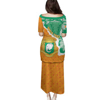 Personalised Ivory Coast Family Matching Puletasi and Hawaiian Shirt Elephant With Coat Of Arms