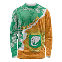 Personalised Ivory Coast Long Sleeve Shirt Elephant With Coat Of Arms - Wonder Print Shop