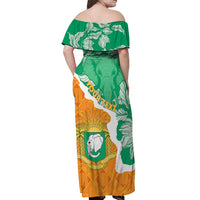Personalised Ivory Coast Off Shoulder Maxi Dress Elephant With Coat Of Arms - Wonder Print Shop