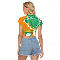 Personalised Ivory Coast Raglan Cropped T Shirt Elephant With Coat Of Arms - Wonder Print Shop