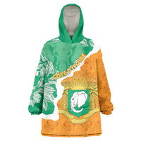 Personalised Ivory Coast Wearable Blanket Hoodie Elephant With Coat Of Arms - Wonder Print Shop