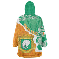 Personalised Ivory Coast Wearable Blanket Hoodie Elephant With Coat Of Arms - Wonder Print Shop