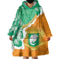 Personalised Ivory Coast Wearable Blanket Hoodie Elephant With Coat Of Arms - Wonder Print Shop