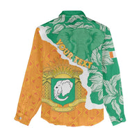 Personalised Ivory Coast Women Casual Shirt Elephant With Coat Of Arms - Wonder Print Shop