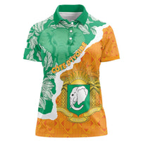 Personalised Ivory Coast Women Polo Shirt Elephant With Coat Of Arms - Wonder Print Shop