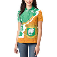 Personalised Ivory Coast Women Polo Shirt Elephant With Coat Of Arms - Wonder Print Shop