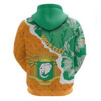 Personalised Ivory Coast Zip Hoodie Elephant With Coat Of Arms - Wonder Print Shop