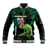 Reunion Island Baseball Jacket Furcifer Pardalis With Coat Of Arms
