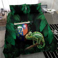 Reunion Island Bedding Set Furcifer Pardalis With Coat Of Arms