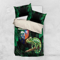 Reunion Island Bedding Set Furcifer Pardalis With Coat Of Arms