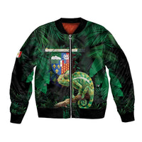 Reunion Island Bomber Jacket Furcifer Pardalis With Coat Of Arms
