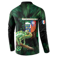 Reunion Island Button Sweatshirt Furcifer Pardalis With Coat Of Arms
