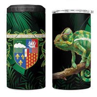 Reunion Island 4 in 1 Can Cooler Tumbler Furcifer Pardalis With Coat Of Arms