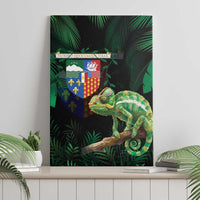 Reunion Island Canvas Wall Art Furcifer Pardalis With Coat Of Arms