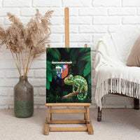 Reunion Island Canvas Wall Art Furcifer Pardalis With Coat Of Arms