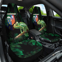 Reunion Island Car Seat Cover Furcifer Pardalis With Coat Of Arms