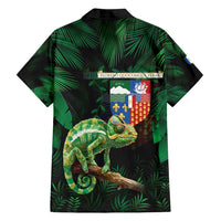 Reunion Island Family Matching Long Sleeve Bodycon Dress and Hawaiian Shirt Furcifer Pardalis With Coat Of Arms