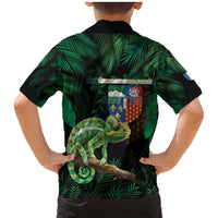 Reunion Island Family Matching Mermaid Dress and Hawaiian Shirt Furcifer Pardalis With Coat Of Arms