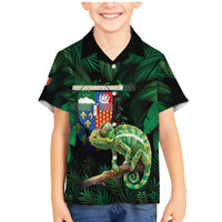 Reunion Island Family Matching Mermaid Dress and Hawaiian Shirt Furcifer Pardalis With Coat Of Arms