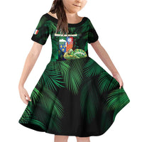 Reunion Island Family Matching Off Shoulder Short Dress and Hawaiian Shirt Furcifer Pardalis With Coat Of Arms