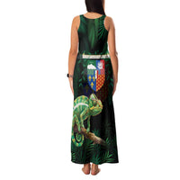 Reunion Island Family Matching Tank Maxi Dress and Hawaiian Shirt Furcifer Pardalis With Coat Of Arms